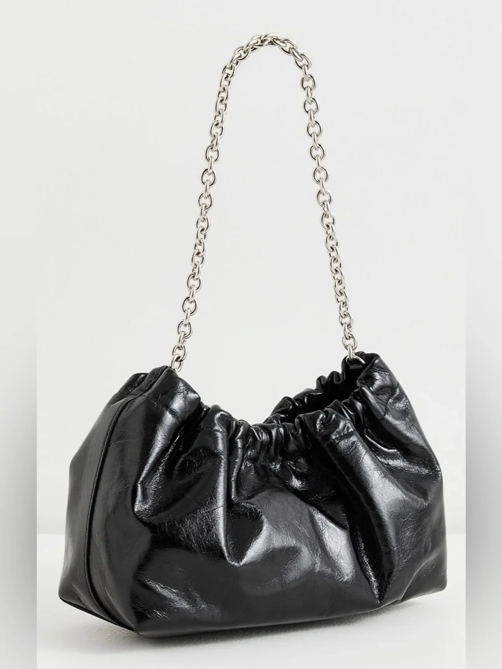 Reformation DAHLIA Black Leather Chain Bag $348 New